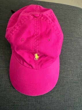 Unisex Polo Ralph Lauren Pink with Yellow Logo Baseball Cap Pre Owned